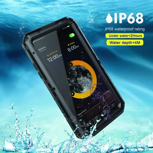Vista 7 de Beasyjoy Funda de metal para iPhone Xs iPhone X/10, resistente al agua, resistente, protección de cuerpo completo, a prueba de golpes, resistente