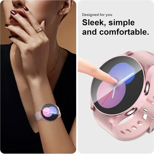 Vista 5 de [Paquete de 2] Funda compatible con Samsung Galaxy Watch 5/Galaxy Watch 4 de 1.732 pulgadas con protector de pantalla, carcasa protectora completa