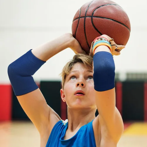 Vista 7 de Lenwen 4 Pares de Coderas de Codo para Niños, Manga de Compresión de Brazo, Manga de Protección de Codo Tejida para Gimnasio, Protectores para Niños