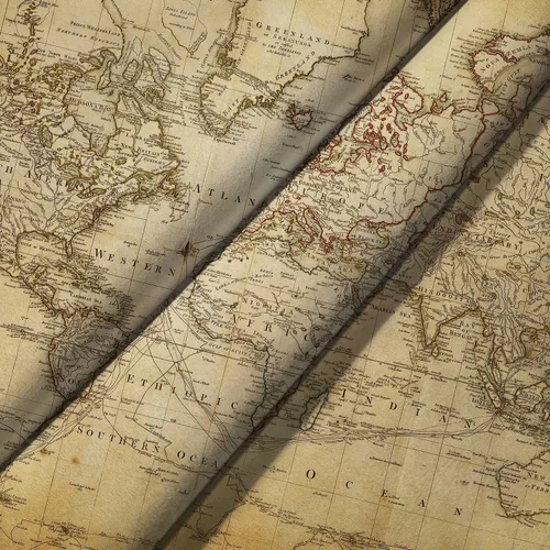 Vista 5 de GOAOK Tapiz de mapa del mundo antiguo, tapiz vintage de distribución geográfica, tapiz para colgar en la pared, póster de mapa mundial educativo