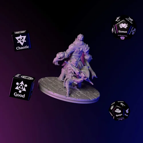 Vista 4 de Citadel Black Juego de dados aleatorizadores de personajes: aleatoriza clase, raza y alineación para personajes o NPC, hecho para Calabozos