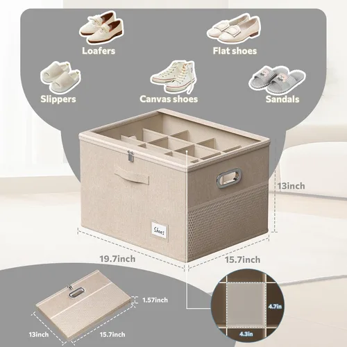 Vista 6 de Organizador de zapatos para armario, contenedores grandes de almacenamiento de zapatos con ventana transparente, contenedor de zapatos que ahorra