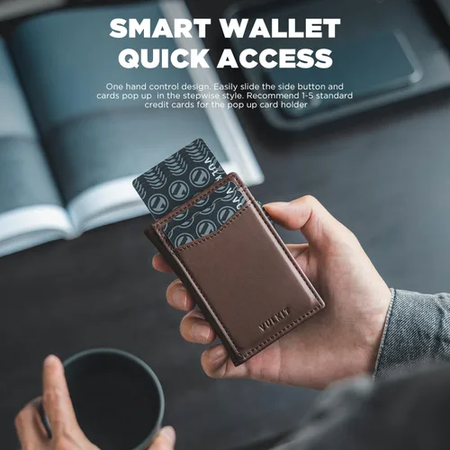 Vista 33 de VULKIT Billeteras delgadas para hombre, con bloqueo RFID, diseño minimalista con capacidad para hasta 11 tarjetas, Negro -, Minimalista