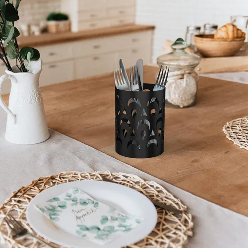 Vista 6 de Mango Steam Soporte de metal para bolígrafo, organizador de vasos para brochas de maquillaje para oficina, baño, tocador (negro, pavo real)
