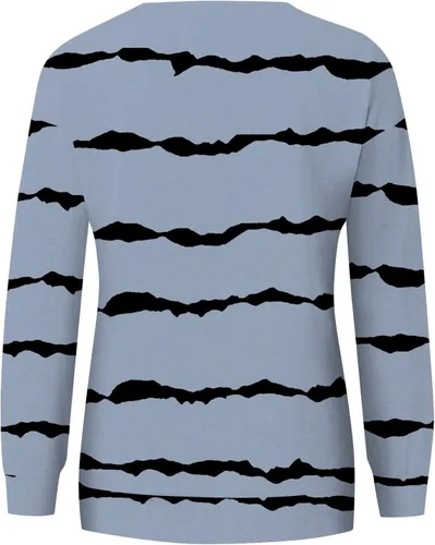 Vista 4 de Sudaderas de cuello redondo para mujer, a la moda, con estampado a rayas, cómodo, casual, suave, ropa de otoño