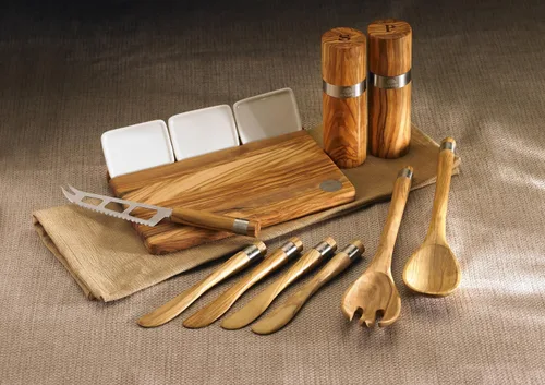 Vista 3 de Berard Cuchillo de queso serrado de madera de olivo de acero con hoja de acero inoxidable