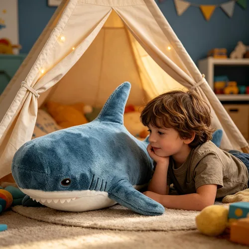 Vista 5 de Djungelskog Peluche de Tiburón de 100cm/39 pulgadas, Animal de Peluche Tiburón Gigante - Regalo Ideal para Niños, Niñas y Novias - ¡Súper Suave