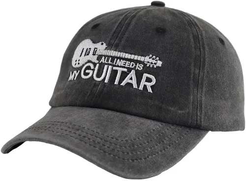 Vista 2 de Accesorios de guitarra unisex, regalos de guitarra para hombres y mujeres, sombrero de béisbol de mezclilla único, sombrero de música
