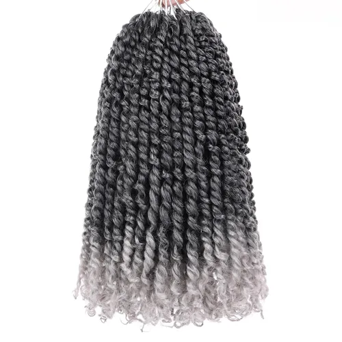 Vista 37 de Leeven Cabello rubio degradado de 14 pulgadas, pretrenzado y trenzado de pasión, 8 paquetes de extensiones de cabello sintético bohemio para mujeres