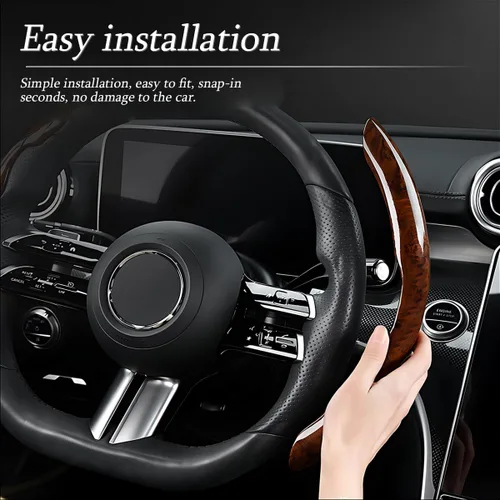 Vista 5 de AUCELI Funda de volante de grano de madera para automóvil, protector de volante segmentado antideslizante, accesorios interiores de automóviles