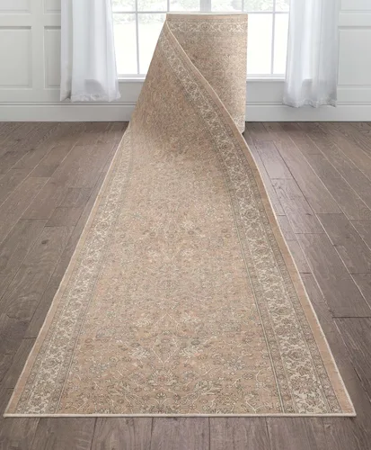 Vista 7 de Well Woven Alfombra de Pasillo y Escalera de Tamaño Personalizado - Asha Rome Beige Crema 26 Pulgadas de Ancho x 2 Pies de Largo Alfombra