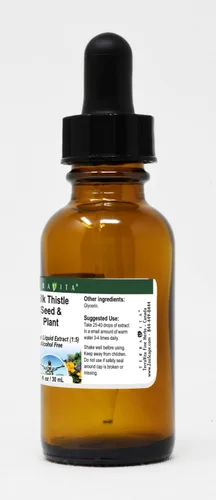 Vista 2 de Semilla de cardo mariano y extracto líquido de glicerita vegetal (1:5) - Sin sabor (1 oz, ZIN: 522737)
