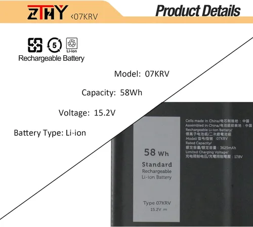 Vista 3 de ZTHY Batería de repuesto para laptop Dell Latitude 5330 5430 5530 7330 7430 7430 7530 7530 Precision 3570 Series P133G P134G P138G P139G 0Y86WG