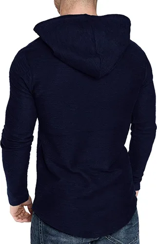Vista 6 de Moderna sudadera deportiva de vellón con capucha, para hombres, jersey de lana unicolor sin botones.