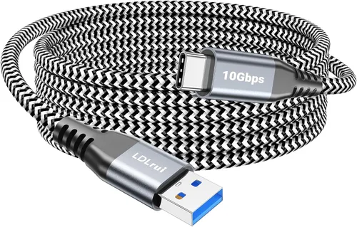 Vista 12 de Cable USB A a USB C 3.1/3.2 Gen 2 de transferencia de datos de 10 Gbps (6 pulgadas/0.5 pies), cable corto USB C SSD con carga rápida de 60 W QC 3.0