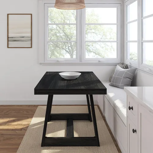 Vista 5 de Plank+Beam - Mesa de comedor de 48 pulgadas estilo granja, mesa de cocina rústica de madera maciza, mesa de comedor para el comedor, mobiliario