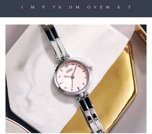 Vista 2 de Gosasa Reloj de pulsera de cuarzo para mujer, reloj elegante para mujer, impermeable, correa de acero inoxidable, reloj de lujo para mujer
