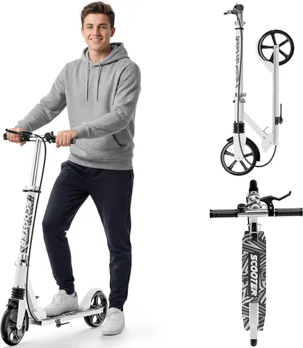 Vista 13 de Scooters for Kids 8-12, Teens & Adults - Load 240 LBS, 8-Inch Wheels, Kick Scooter with Shock Absorption System, Hand Brake & Bell, 4 Adjustable