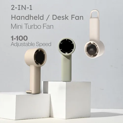 Vista 2 de Mini ventilador de mano turbo portátil, recargable, velocidad ajustable de 1 a 100 USB, ventilador de bolsillo de refrigeración USB, ligero