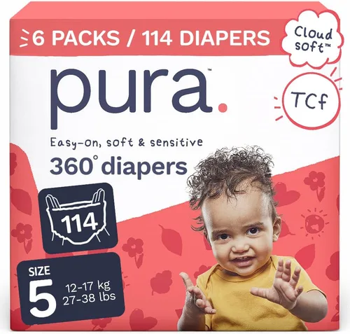 Vista 13 de Pura Pantalones de pañales de 360° talla 4 (20-33 libras) 63 veces elásticos para la noche, protección contra fugas de 12 horas durante la noche