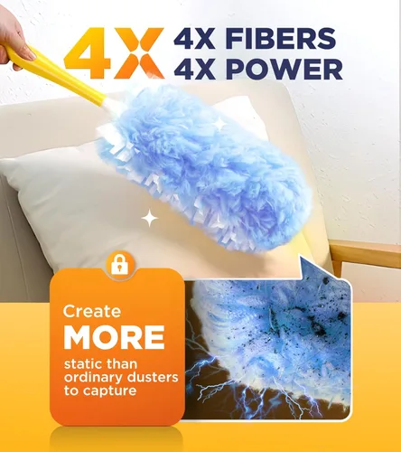 Vista 3 de Recargas de plumero resistentes para Swiffer Duster, 20 unidades de recargas de plumero con 1 asa, plumeros multisuperficie de 360° con 4