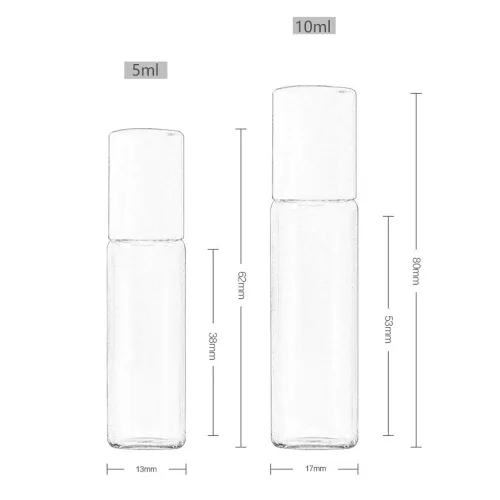 Vista 6 de 12 botellas enrollables de vidrio transparente, botellas vacías recargables de aceite esencial, botellas enrollables, contenedor de almacenamiento