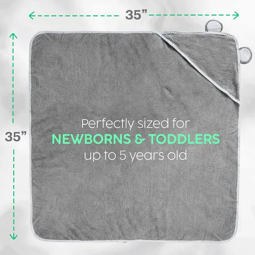 Vista 4 de San Francisco Baby Toallas para recién nacidos, toallas de baño con capucha para niños y niñas, toallas de baño para niños con capucha, color gris