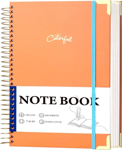 Vista 13 de Yoment Cuaderno de espiral B5 con bolsillos para carpeta, 200 páginas de tapa dura, diario de rayas universitarias, papel grueso de 3.53 oz/m²