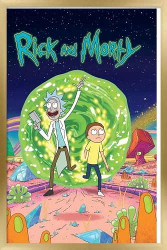Vista 17 de Trends International Rick And Morty - Póster de pared de cubierta, 14.725 x 22.375 pulgadas, versión enmarcada de madera de granero