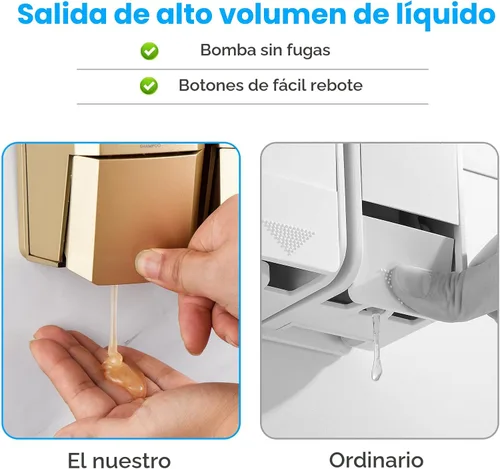 Vista 4 de Dispensador de champú y acondicionador, dispensador de ducha de 3 cámaras sin taladro, dispensador de champú montado en la pared para ducha