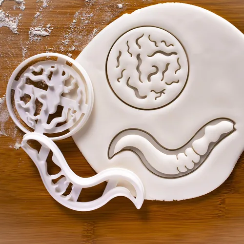 Vista 2 de Juego de 2 cortadores de galletas C. Elegans (Caenorhabditis Elegans), 2 piezas - Bakerlogy