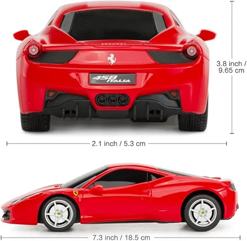 Vista 4 de RASTAR Coche de control remoto Ferrari, escala 1/24 Ferrari 458 Italia, coche de juguete Ferrari rojo