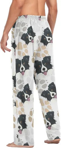 Vista 5 de Ollabaky Pantalones de pijama para hombre, pantalones de pijama con bolsillos, pantalones de descanso para hombre