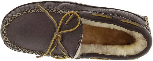 Vista 2 de Minnetonka Pantuflas de alce de oveja para hombre, Marrón