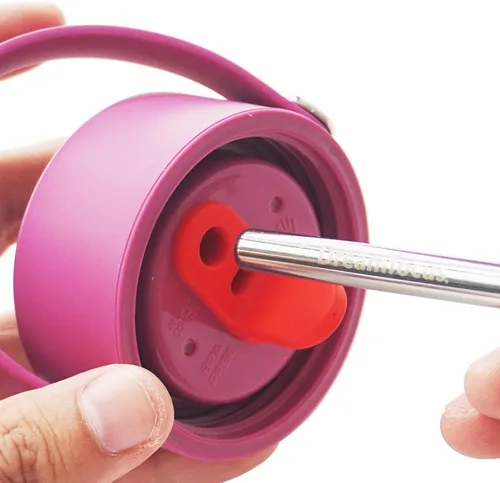 Vista 6 de Dreamfocus Pajitas de metal reutilizables de acero inoxidable de repuesto para botella Hydro Flask de boca ancha de 24 onzas, paquete de 4
