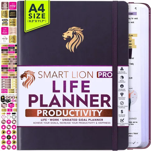 Vista 9 de Life Planner - Agenda diaria, semanal y mensual sin fecha con sección de presupuesto, un viaje de 12 meses para aumentar la productividad
