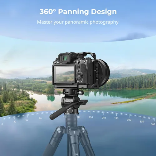 Vista 5 de SmallRig CH3 Cabezal de Video, Cabezal Fluido de Trípode Cabezal Pan Tilt con Placa de Liberación Rápida para Arca Swiss, Soporta Giro de 360° e