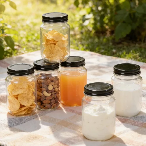 Vista 6 de Novelinks - Tarros de plástico transparente de 16 onzas con tapas y tapas de plástico 12 Pack, Black, 16 oz Plastic Containers with Lids, Storage