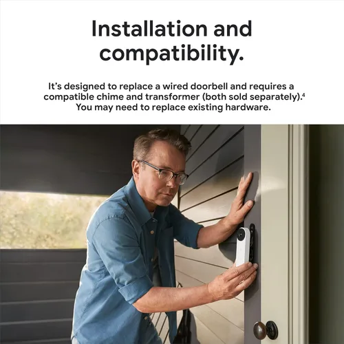 Vista 8 de Google Nest Doorbell (Cable, 2ª generación) - Cámara de timbre de video con cable - Cámara de seguridad para timbre de puerta - Nieve