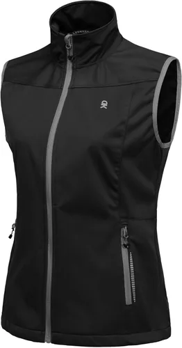 Vista 20 de Little Donkey Andy Chaleco Softshell Ligero para Mujer, Chaqueta sin Mangas Resistente al Viento para Correr, Senderismo y Viajes Negro