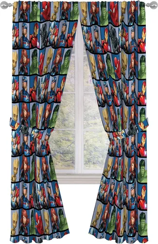 Vista 10 de Jay Franco Marvel Spiderman Classic Saving The Day - Juego de 4 cortinas decorativas de 63 pulgadas (2 paneles, 2 alzapaños)