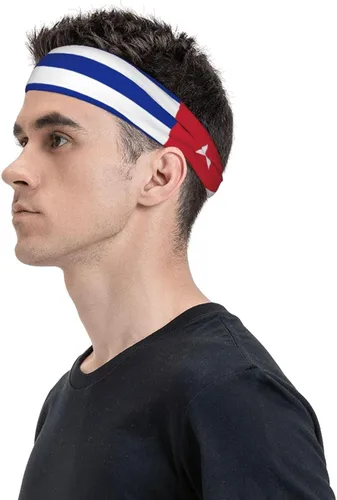 Vista 6 de Diademas de entrenamiento para hombres y mujeres con bandera de Cuba, bandas suaves para el cabello, bandas de yoga para sud