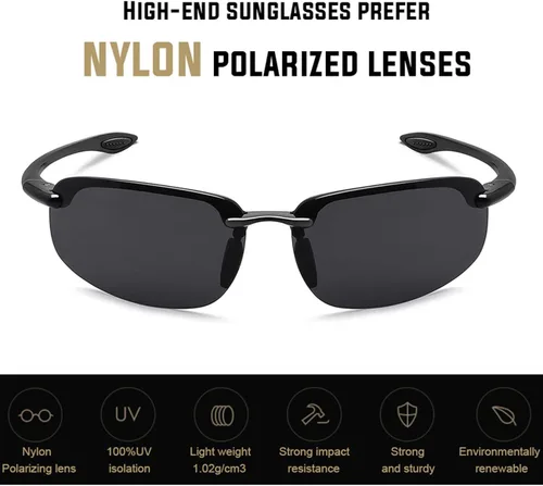 Vista 2 de JULI - Lentes de sol deportivos para hombres y mujeres marco sin montura Tr90 para correr pescar béisbol conducir MJ8001