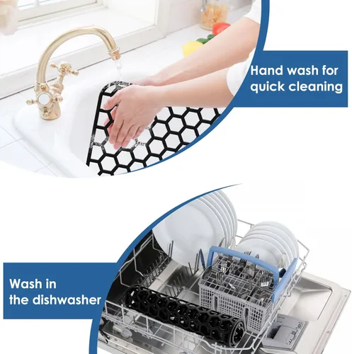 Vista 6 de Bestjing Paquete de 2 protectores de silicona para fregadero de cocina, accesorio de rejilla de cocina de 12 x 11 pulgadas, tapete antideslizante
