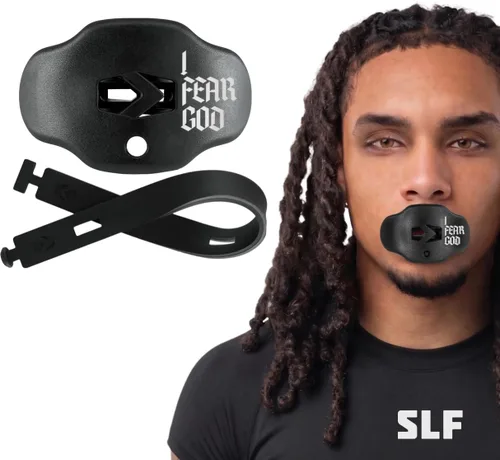 Vista 19 de SLEEFS - Protector bucal de fútbol - Protector de labios/boca con correa para casco - Protector de labios/dientes - Sin hervir - para Negro cruzado