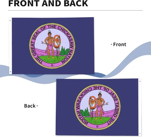 Vista 6 de Bandera de la nación Chickasaw de 2 x 3 pies, poliéster duradero de doble cara, divertida pancarta decorativa para exteriores, bandera de bienvenida