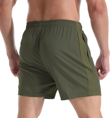 Vista 2 de VPOS Pantalones cortos de gimnasio para hombre de 5 pulgadas, ligeros pantalones cortos deportivos para hombre, de secado rápido, con bolsillos