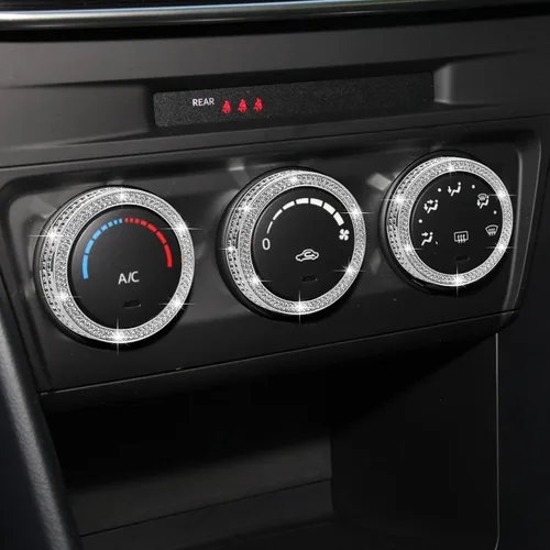 Vista 5 de TOMALL Fundas brillantes para perilla de aire acondicionado para automóvil compatibles con Mazda CX5 CX3 Miata consola central de aire