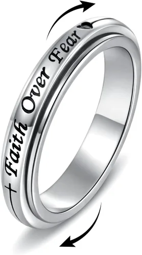 Vista 9 de 925 Sterling Silver Spinner Fidget Ring for Women