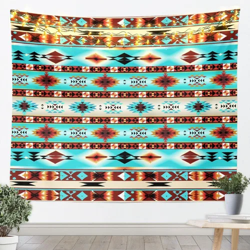 Vista 8 de Tapiz de vaca de las tierras altas, tapices aztecas nativos del suroeste, animales de granja, arte exótico nórdico, atrapasueños, arte de pared